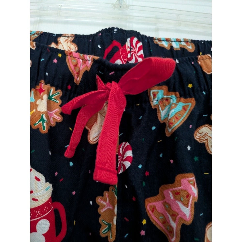 Disney Mickey Minnie Pluto Gingerbread Christmas Pajama Pants Navy Blue Flannel - Picture 3 of 16